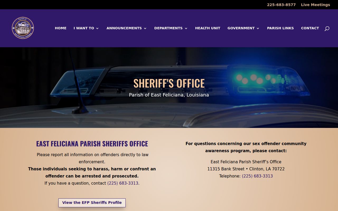 East Feliciana Parish Sheriff office information