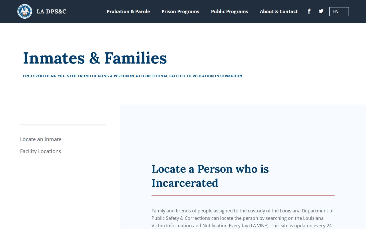 Louisiana state inmate information and locator instructions