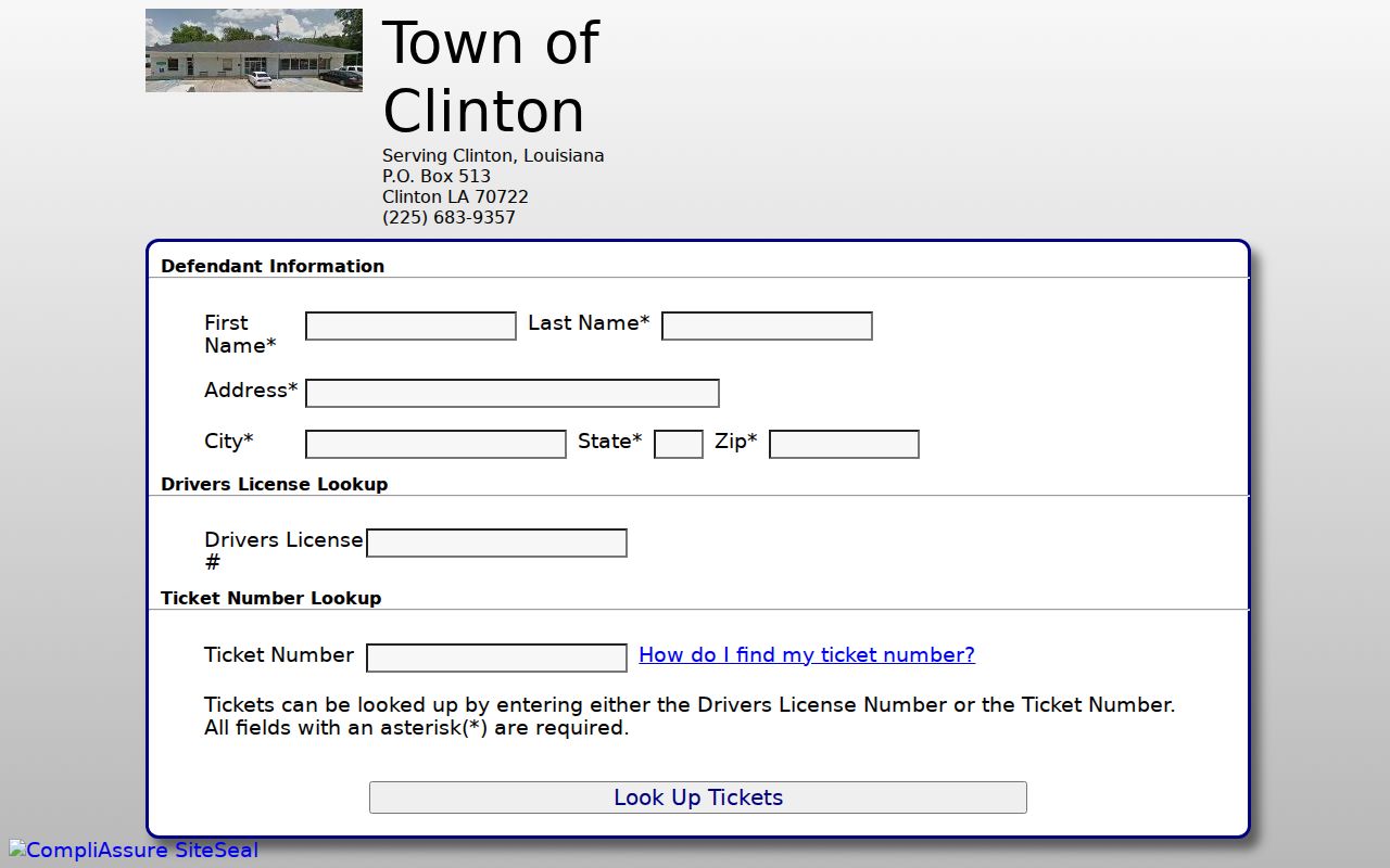 Clinton QuickCourt municipal citation lookup
