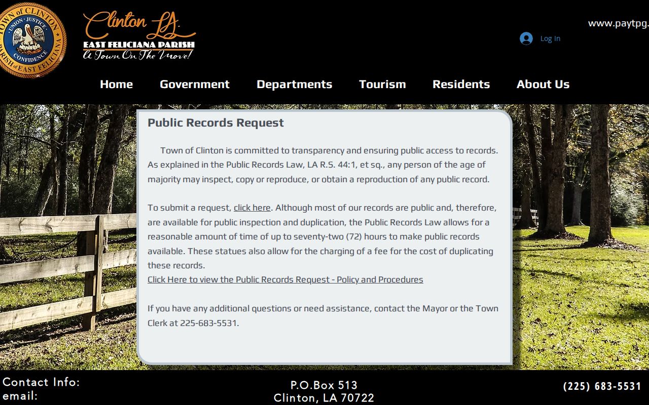 Clinton public records request information for police records