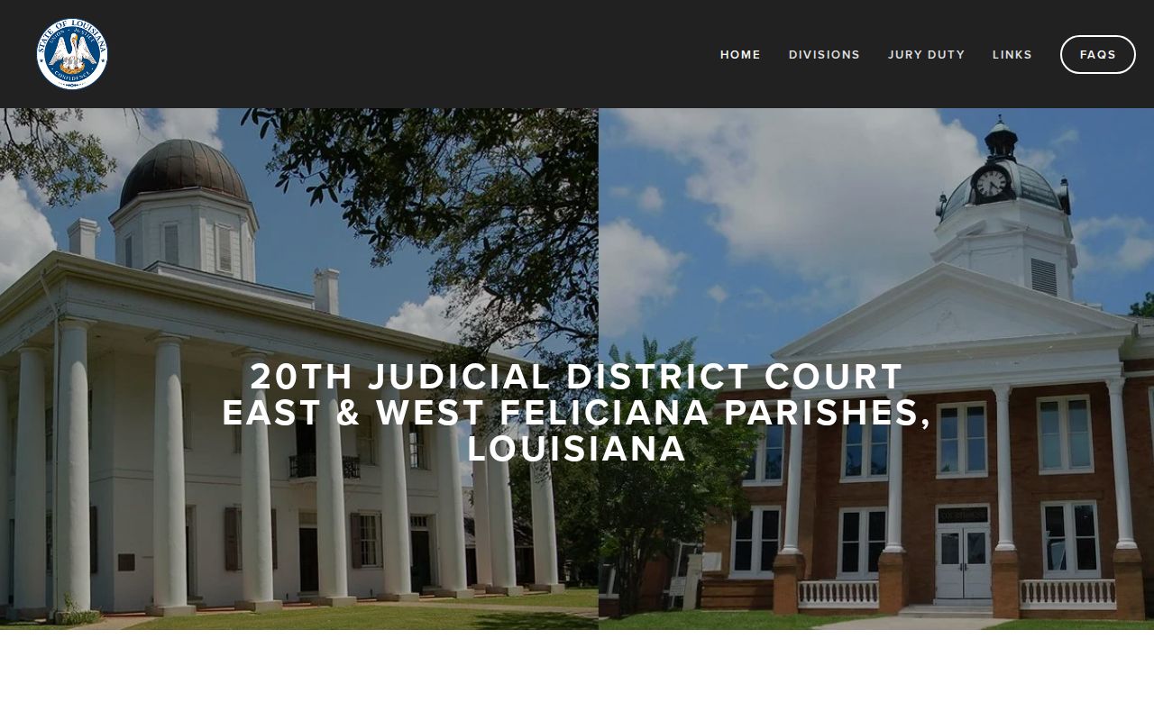 Official Twentieth Judicial District Court information