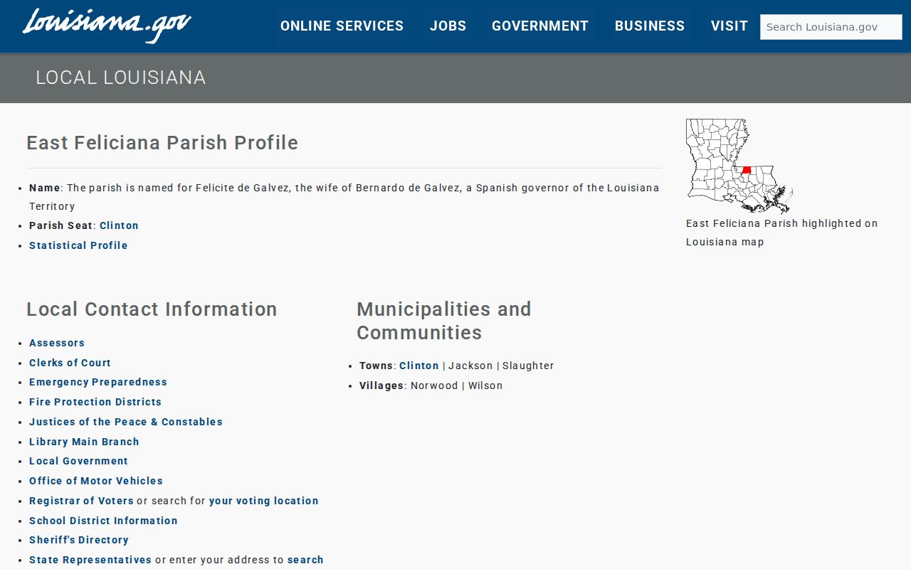 East Feliciana Parish criminal history local geography