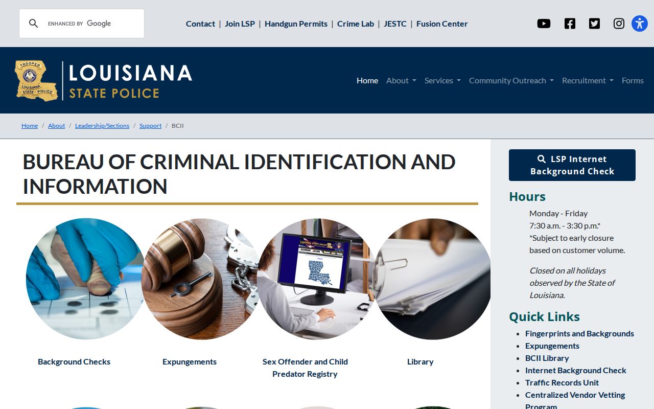 East Feliciana Parish criminal history BCII services