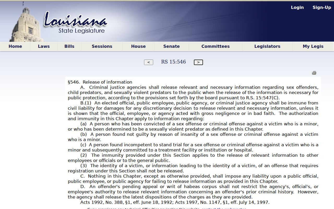 East Feliciana Parish sex offender registry public access law