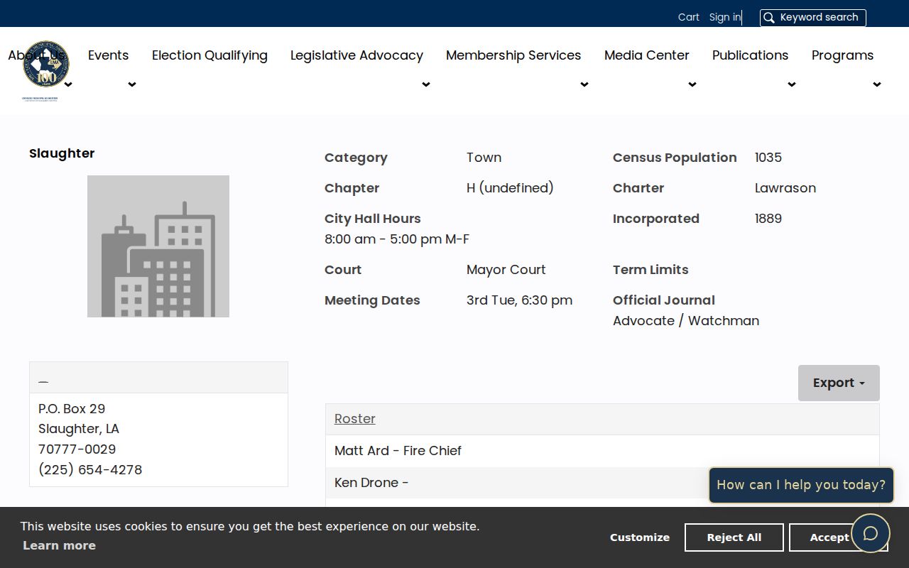 Slaughter Louisiana municipal profile for criminal record routing